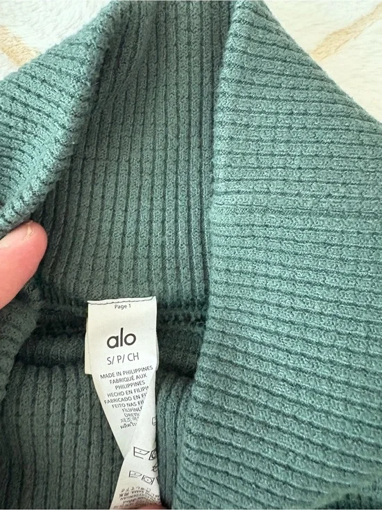 ALO Yoga Ribbed Cowl Neck Sweater — Sage Green