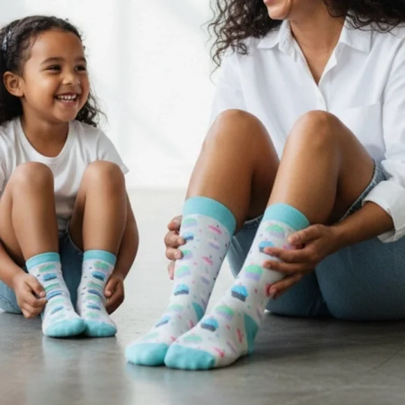 NWT- BELLAS - MOMMY & LIL’S SWEETHEART  CUPCAKE SOCKS - 2 PAIRS