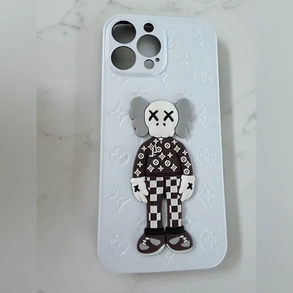 iPhone 13 Pro Max Designer White and Brown Phone Case