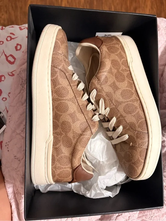 Coach Tan Lowline Coated Canvas Sneakers