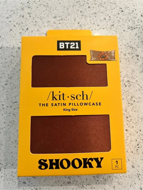 BT21 /kit·sch/ Shooky Satin Pillowcase - King Size, Rust Brown