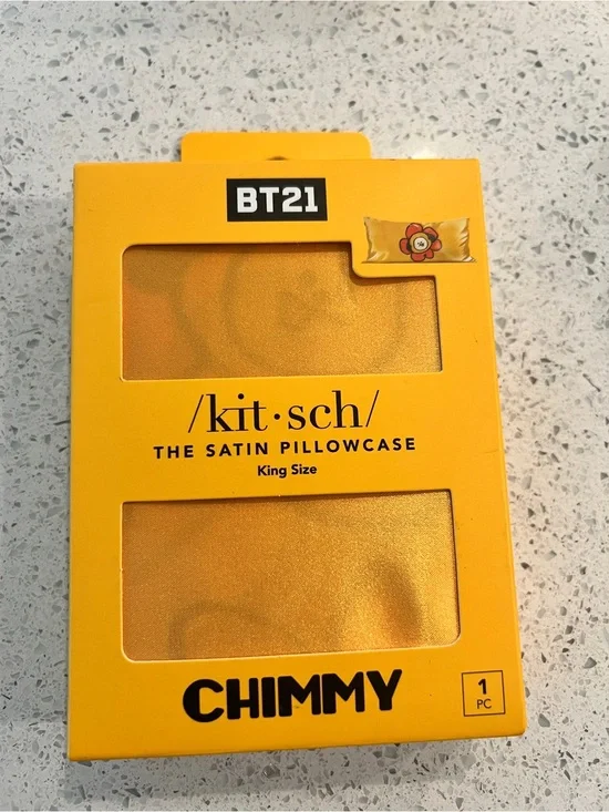 Kitsch Satin Pillowcase King Size - Yellow/Gold (Chimmy BT21)