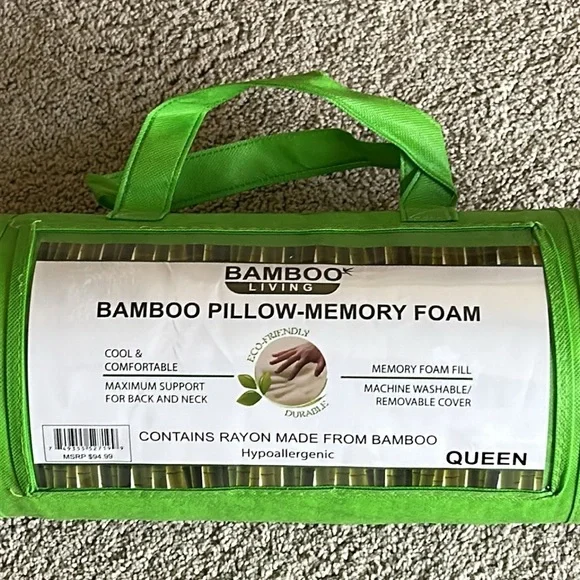 Bamboo Living Bamboo Pillow-Memory Foam Queen - Brand New