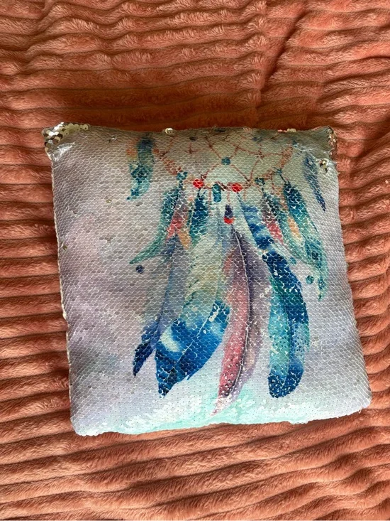 Sequin Dreamcatcher Accent Pillow in Blue & Pink