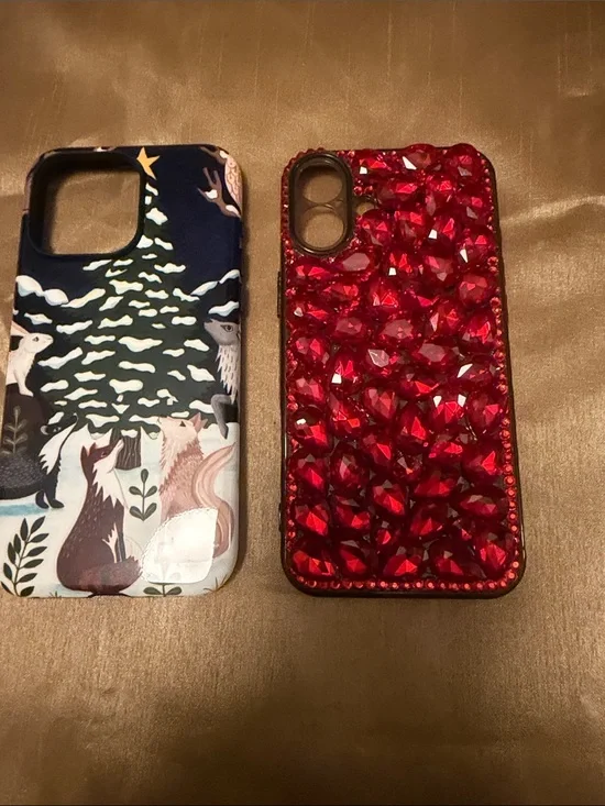 Red Crystal Embellished Phone Case - Red
