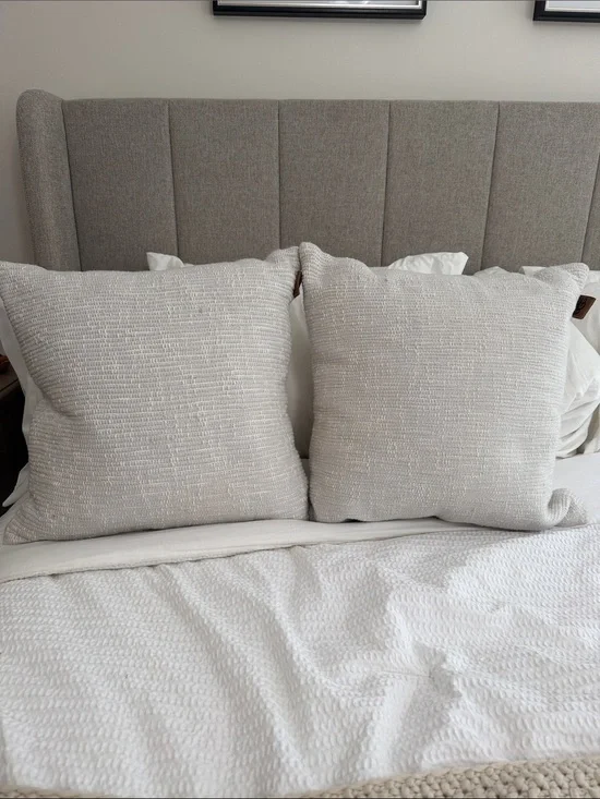 UGG 2 PACK light grey and white stitched throw pillows