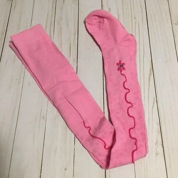 Pink Girls Tights With Floral Design By Scorpio Size 128-134 85% Cotton 10% Poly