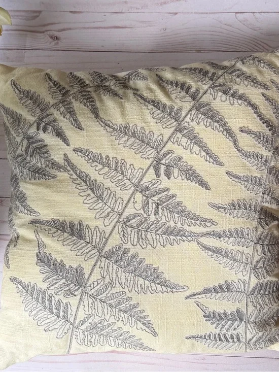 Yellow Fern Print Decorative Pillow