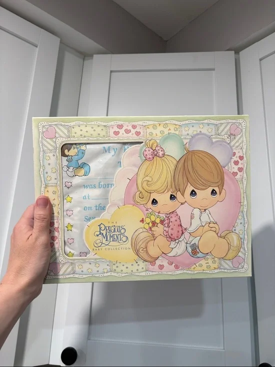 Vintage Precious Moments Decorative Birth Certificate Pillow (box damage)