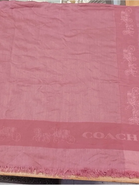 Coach Two-Tone Pink Logo Fringe Scarf