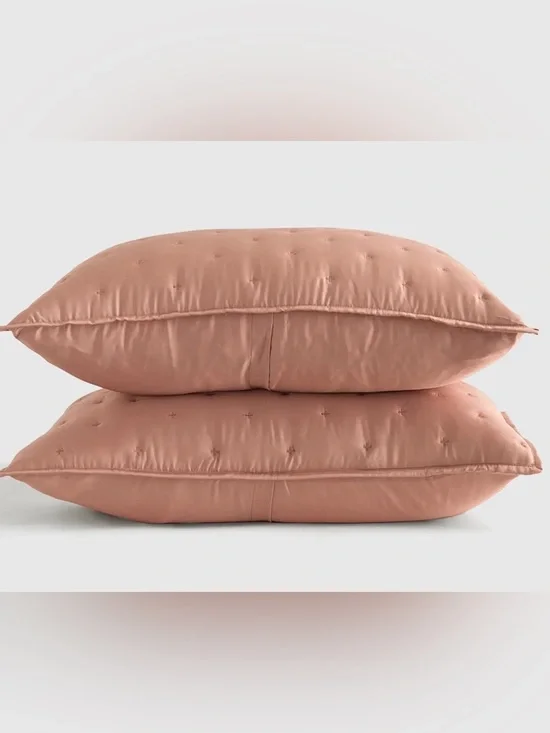 NWOT Quince Bamboo Dream Quilted Sham Set, King (Clay)