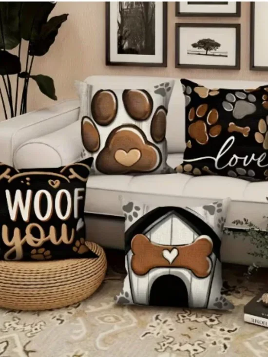 Set of 4 Large Paw/Pet Pillow Cases
