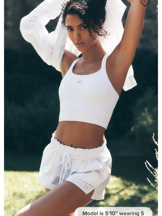 ALO Yoga White Ribbed Scoop Sports Bra