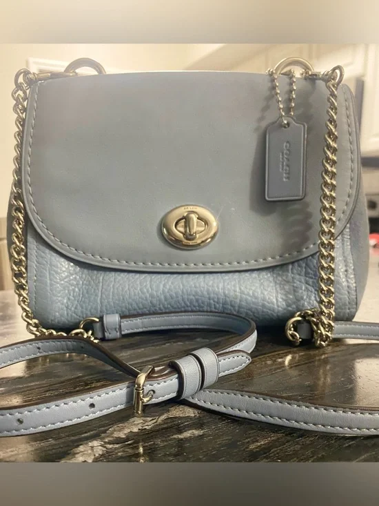 Coach Faye Turnlock Leather and Suede Crossbody Bag