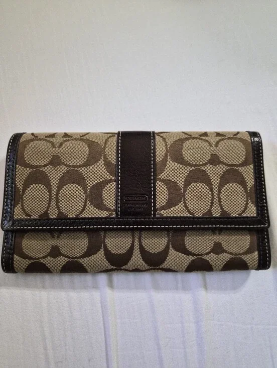 Coach Brown Signature Canvas Continental Wallet