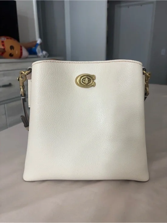 Coach Chalk Pebble Leather Crossbody with Gold Hardware