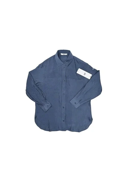 ALO Yoga Semi-Sheer Golden Hour Button Down Long Sleeve W31055R in Navy