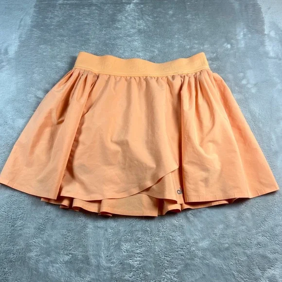 Alo Yoga Women's S Aces Tennis Skirt Peach Orange Pleated Skort Activewear