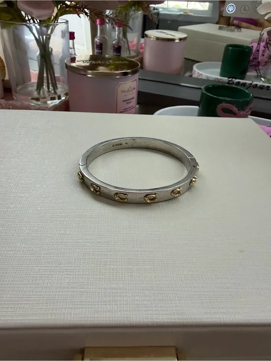 Coach Silver-Tone Bangle with Gold Accent Hardware