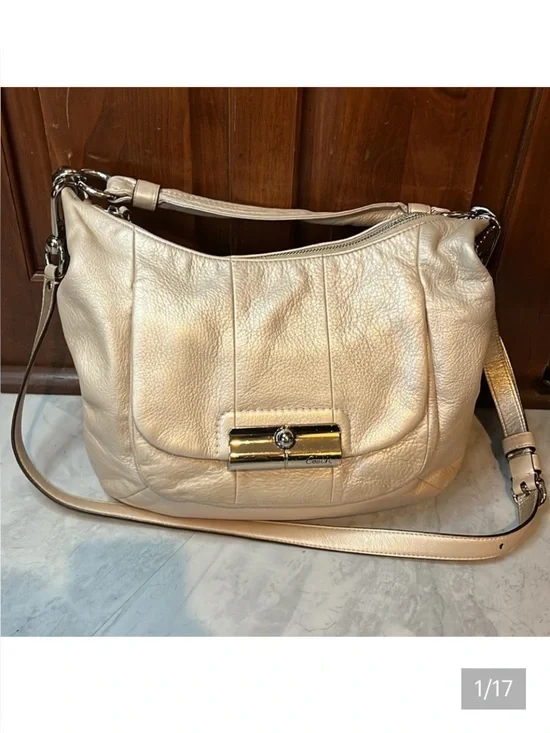 Coach  Kristen 16808 metallic pearl leather Shoulder bag  Satchel  Crossbody EUC