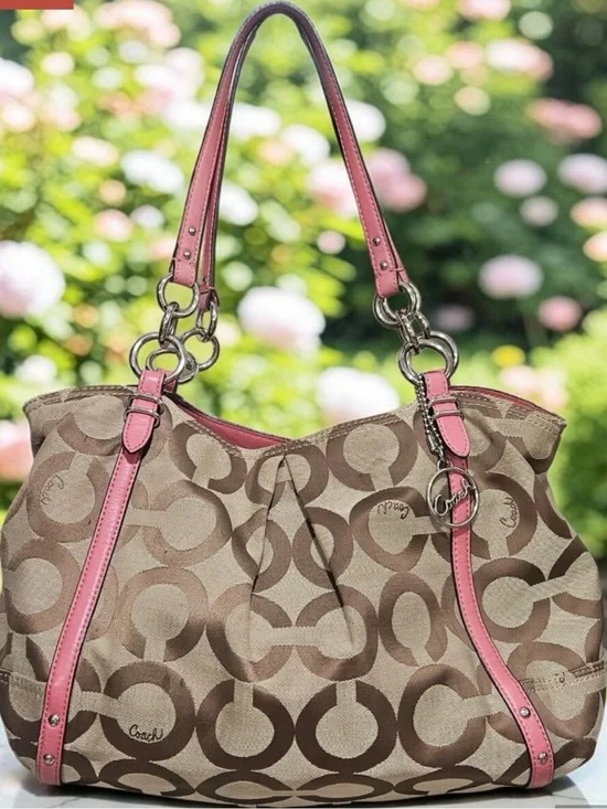 Coach Alexandra Large Signature Op Art Tote Shoulder Bag 16233