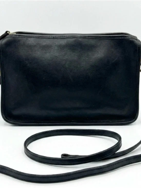 Coach Black Leather Messenger Crossbody Bag