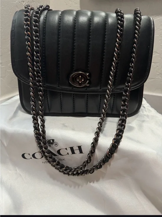 Coach Black Quilted Leather Chain Shoulder Bag