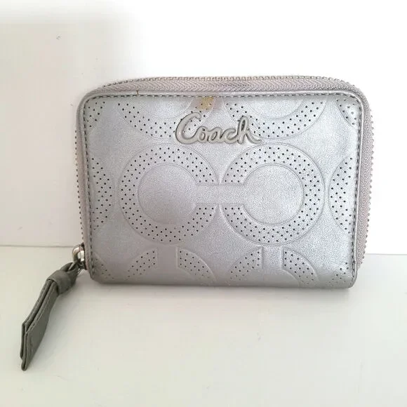 Coach Madison Wallet Leather‎ Bifold Zip Compact Zippy Signature Medium