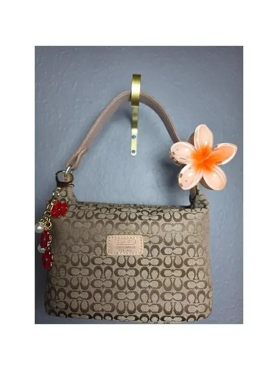 🍒Coach Signature Khaki Mini C's Demi Hobo Top handle Bag🍒