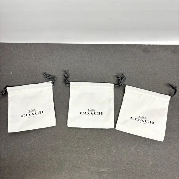 Coach Jewelry Key Charm Storage Bags White Canvas Drawstring Dust Bags Small