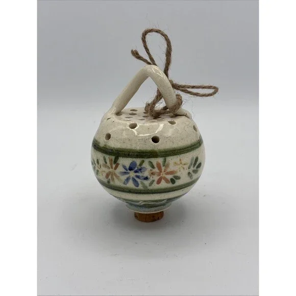 VTG Hand Painted Ceramic Pomander Scent Ball Floral Scentomander Potpourri