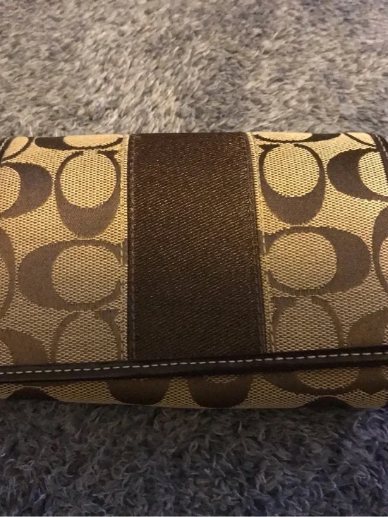 Coach Signature Foldover Compact Wallet | Color: Brown