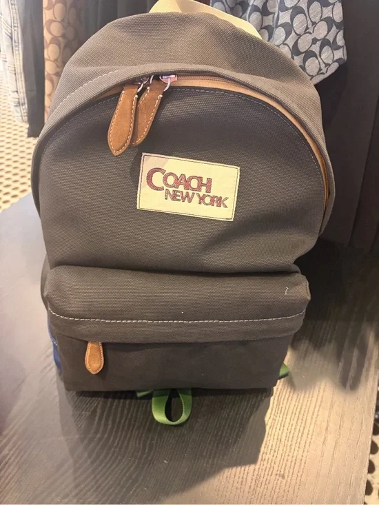 Coach Canvas Backpack with Tan Leather Trim new with tag black