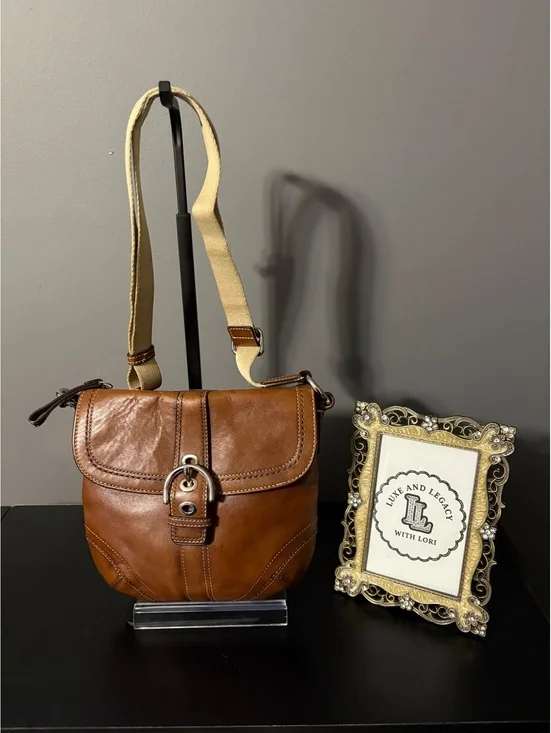 Coach Soho Y2K Vintage Tan Leather Buckle Flap Bag Crossbody