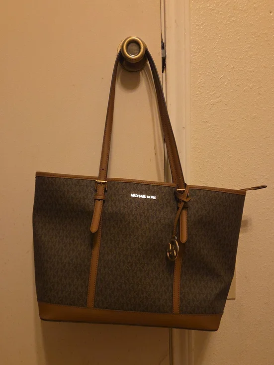 Michael Kors Brown and Tan Jet Set Travel Handbag