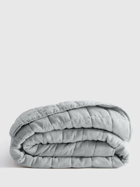 Quince European Linen Box Quilt Full/Queen Mist