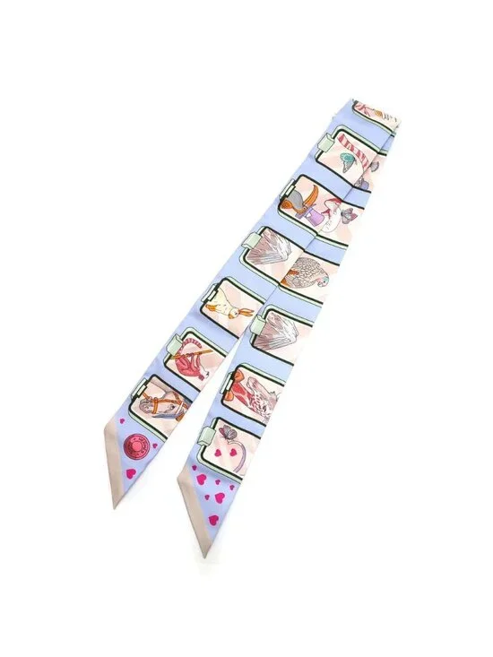 Hermes Heaven Tsuiri Scarf Story Blue Pale Rose