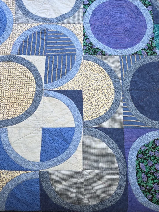 Handmade Blue Patchwork Circle Quilt