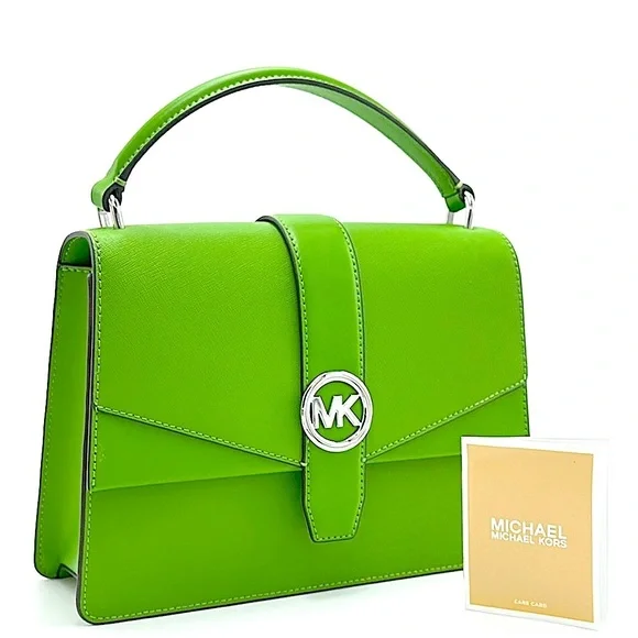 Michael Kors Greenwich Medium Saffiano Leather Satchel Crossbody Shoulder Bag