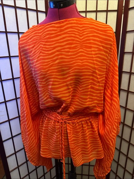 Michael Kors Orange Zebra-Print Blouson Tunic