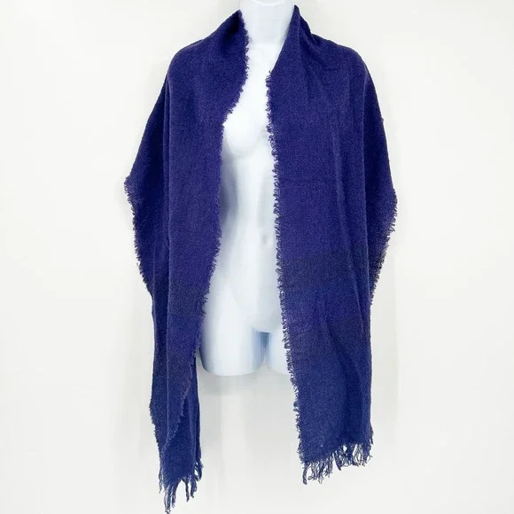 Kerry Woollen Mills Celtic Womens Purple Lambswool Blend Fringed Wrap Shawl OS