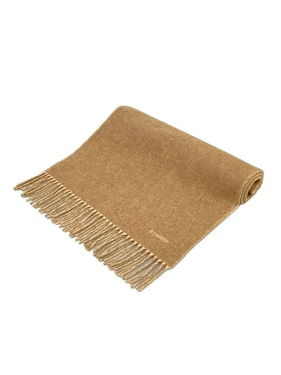 Hermes Scarf Recto Verso Brown Ivory Cashmere