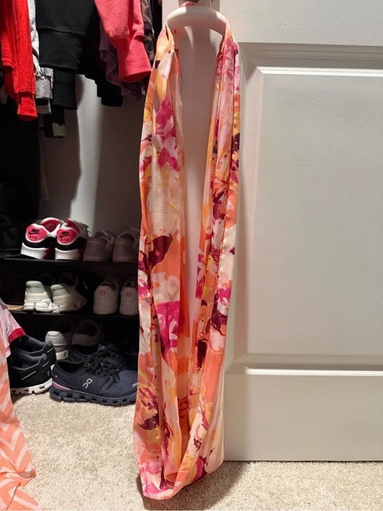 Floral Pink Orange Infinity Scarf