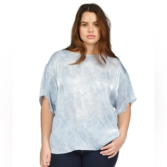 MICHAEL KORS PETAL PRINT BLUE TOP