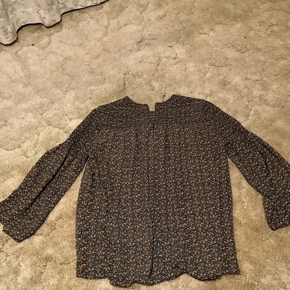 Michael Kors Black and Gold Floral Blouse