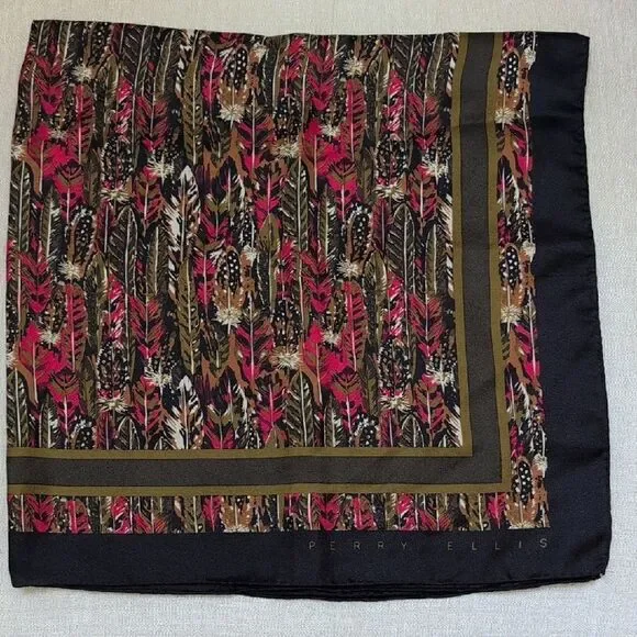 Perry Ellis Multicolor Feather Print Scarf