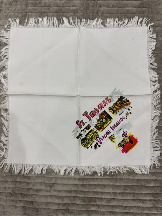 St. Thomas Virgin Islands Souvenir Fringe Handkerchief