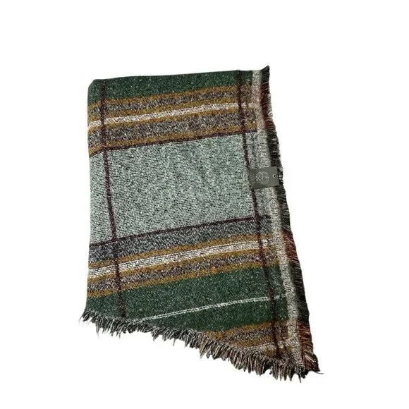 Vince Camuto Women's Plaid Multicolor Cape Shawl Oversized Wrap with Fringe New