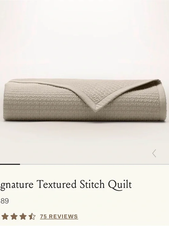 Boll & Branch Signature Textured Stitch Quilt in Oak F/Q NWOT