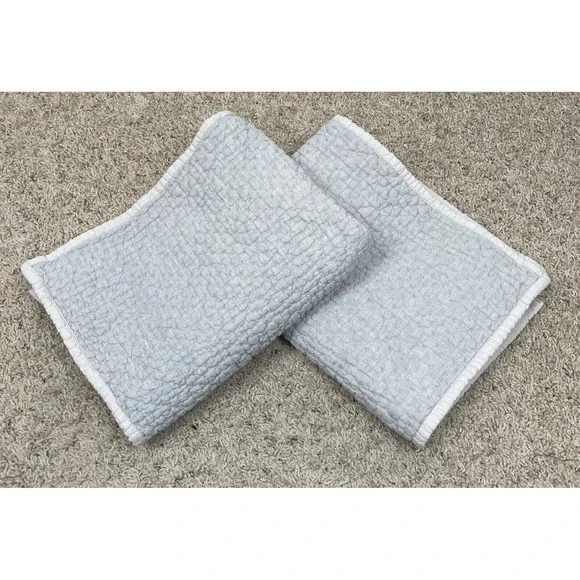 2 EILEEN FISHER Home Standard Quilted Pillow‎ Covers Shams Linen Cotton Blend